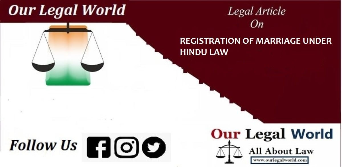 REGISTRATION OF MARRIAGE UNDER HINDU LAW