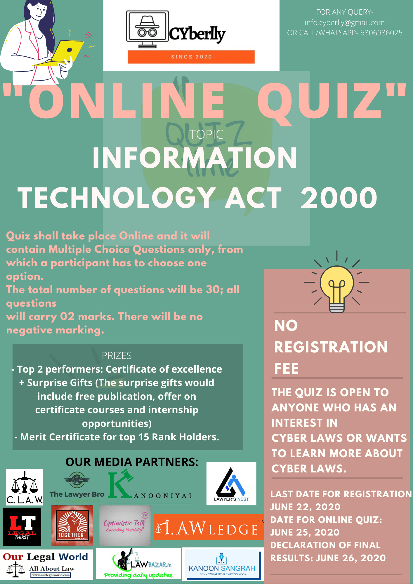 Cyberlly National Quiz on IT Law: [No Fee]:- Registration Open